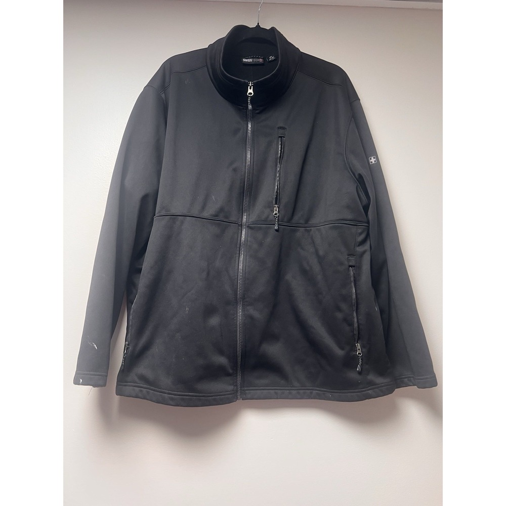 Swiss Tech‎ Soft-shell Black Jacket  With Zipper Size 2XL (Has Paint On It)
